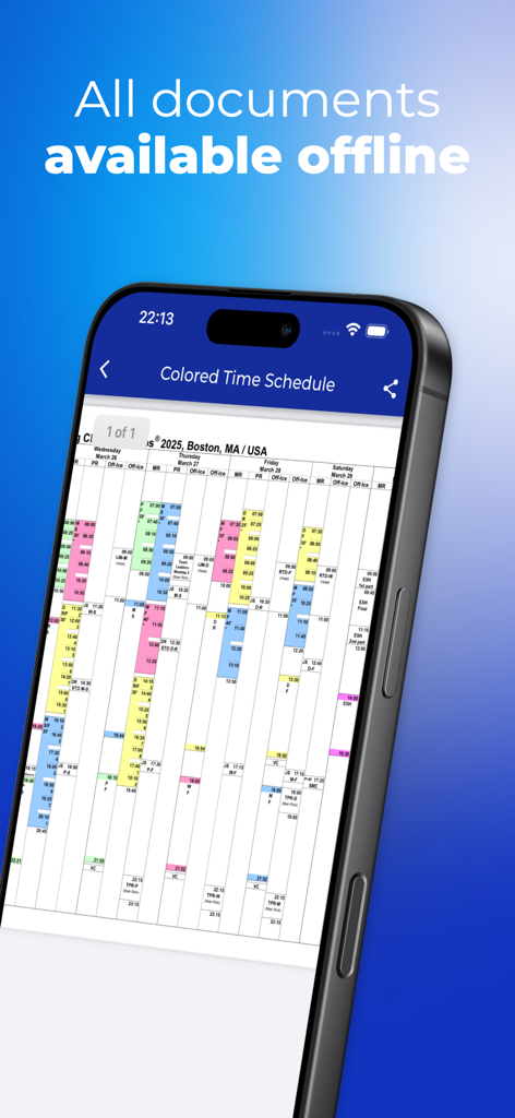 ISU Events - ISU Events app interface showing a detailed ice skating competition schedule available for offline access