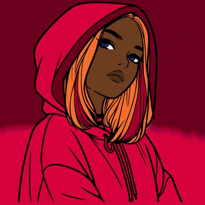 a realistic girl in a hoodie