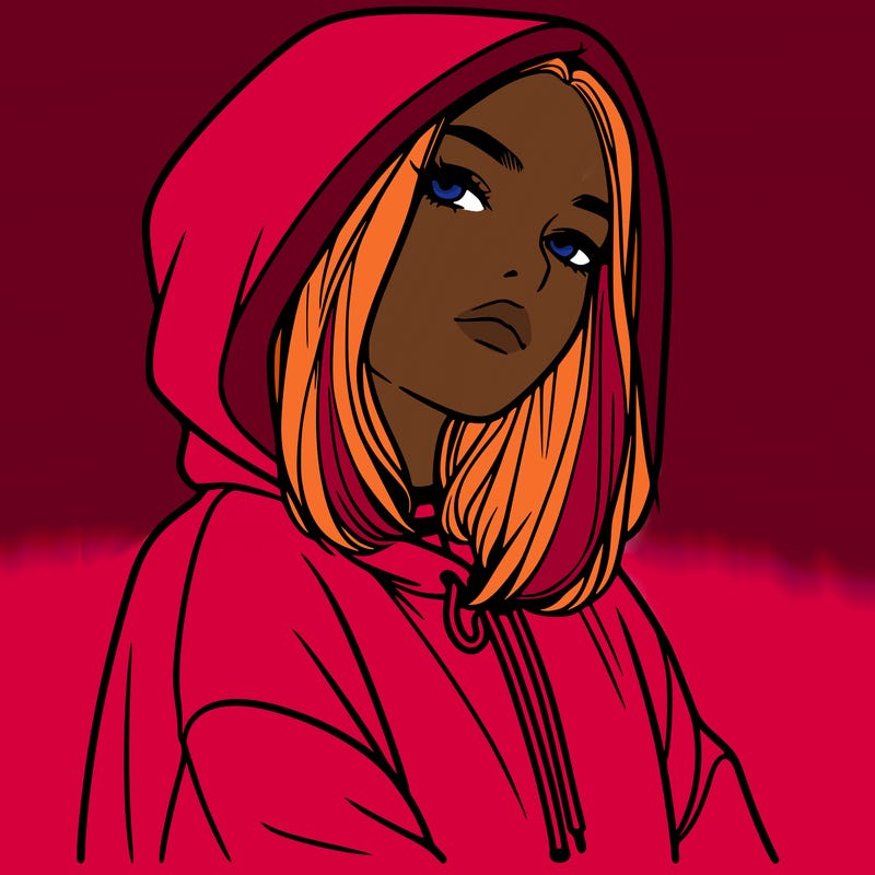 a realistic girl in a hoodie