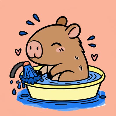 capybara taking a bath