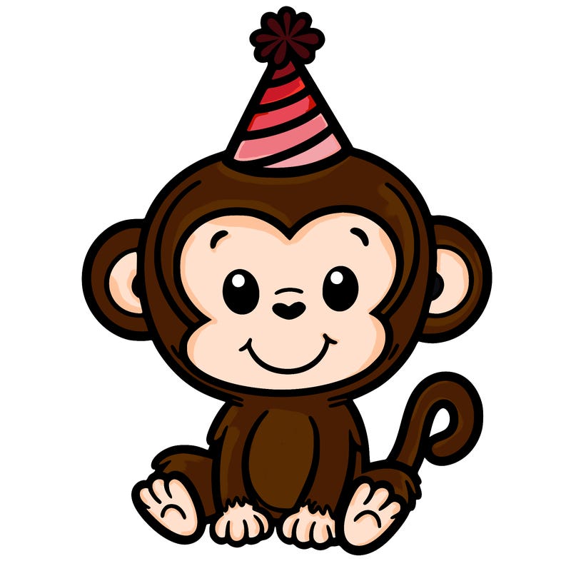 a monkey with a party hat