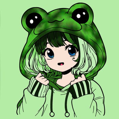 a cute teenage girl wearing a frog hoodie