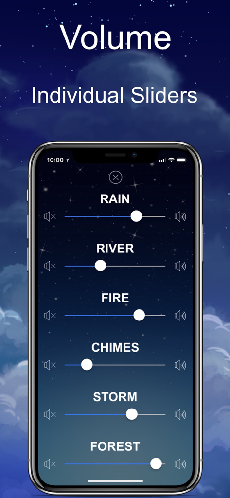 Sleep Sounds: Nature & Ambient - Individual volume sliders for nature sounds in the Sleep Sounds app