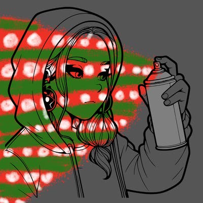 a realistic girl, spray painting