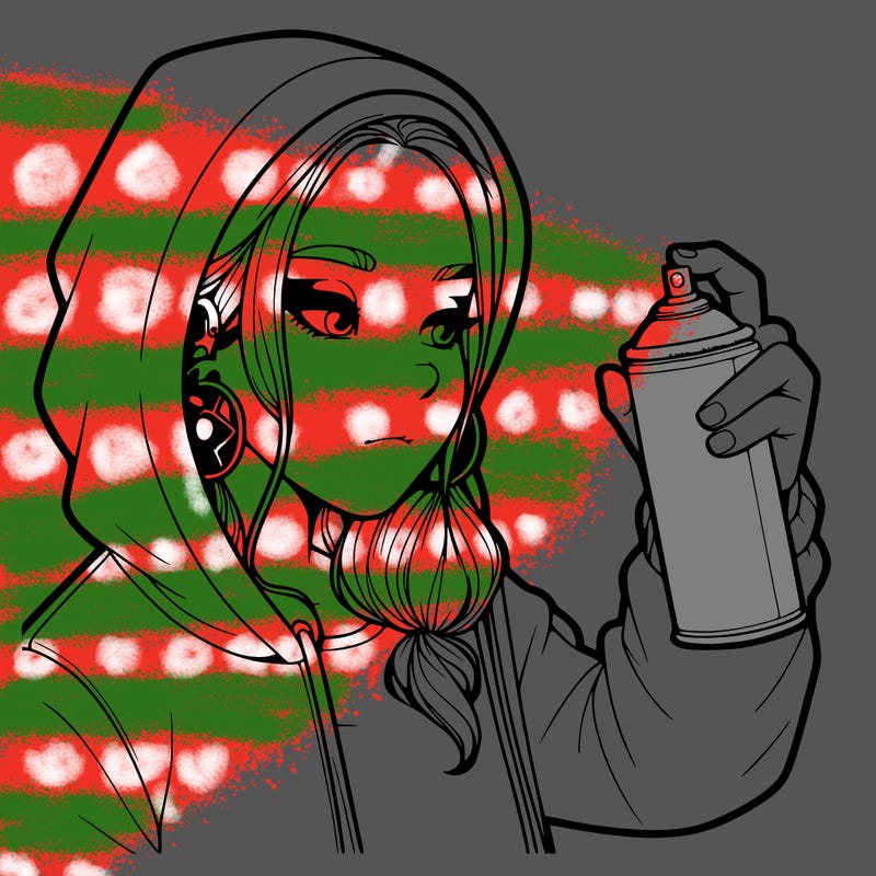 a realistic girl, spray painting