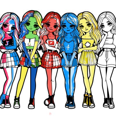 a group of girls realistic