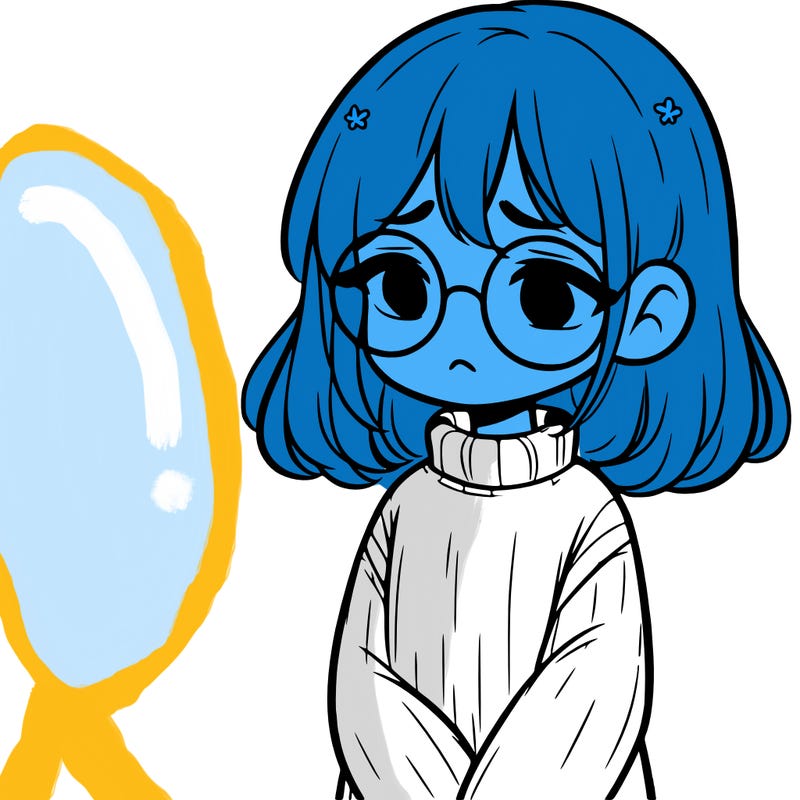sad girl with glasses in a sweater