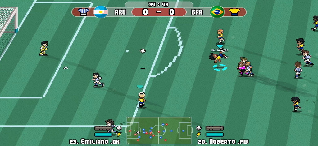 Pixel Cup Soccer - Lite - 아르헨티나와 브라질 간의 복고풍 스타일 픽셀 아트 축구 경기