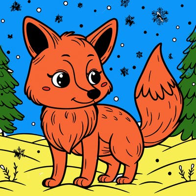 a fox in the snow