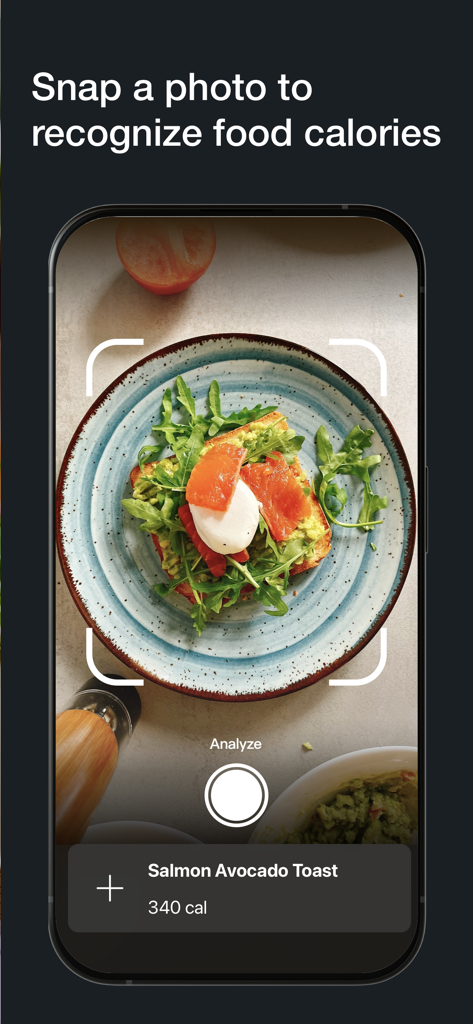 Cal Pal app interface scanning a meal to recognize food and calories automatically