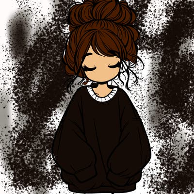 girl with baggy sweatshirt and messy bun