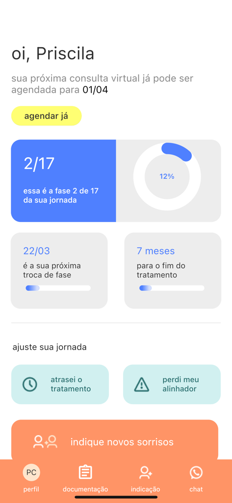 SouSmile - SouSmile mobile app dashboard showing dental aligner treatment progress and reminders