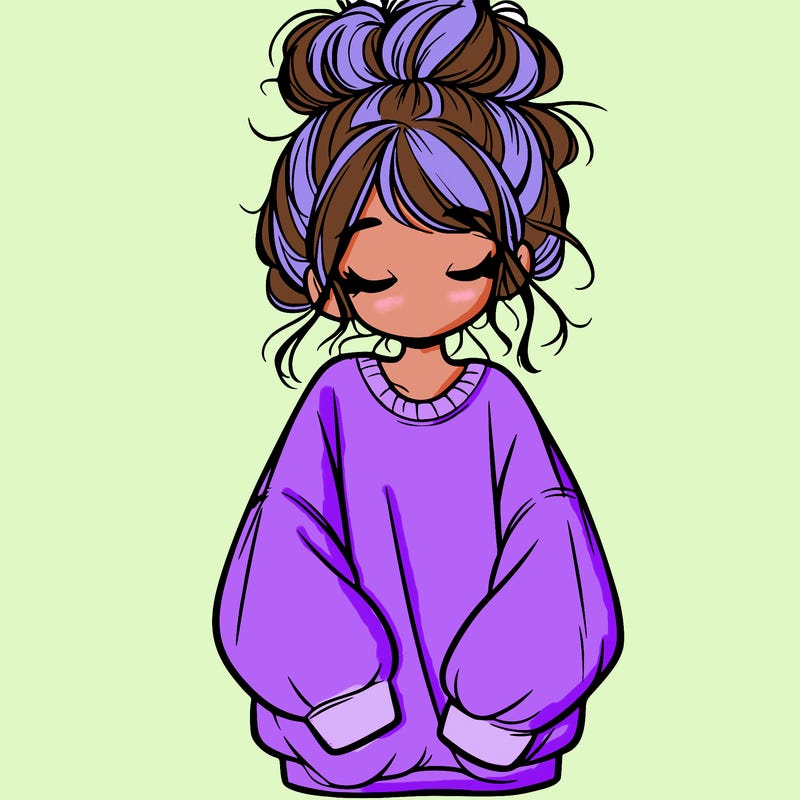 girl with baggy sweatshirt and messy bun