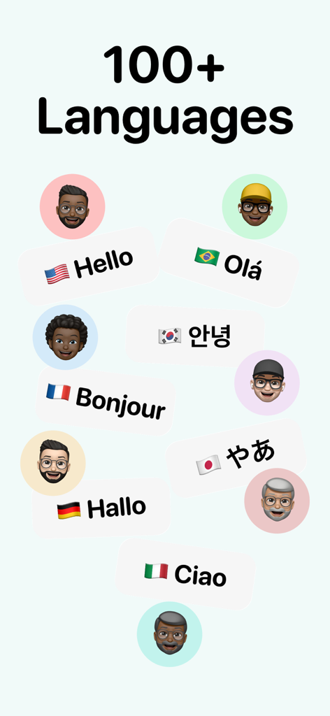 Noota - AI Note Taker - Graphic showing Noota AI note taker supports over 100 languages for transcription and translation.