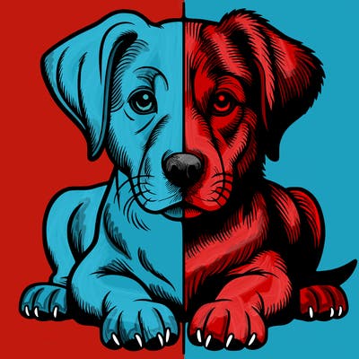 realistic dog split picture