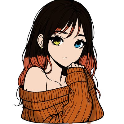 realistic girl with off-shoulder sweater