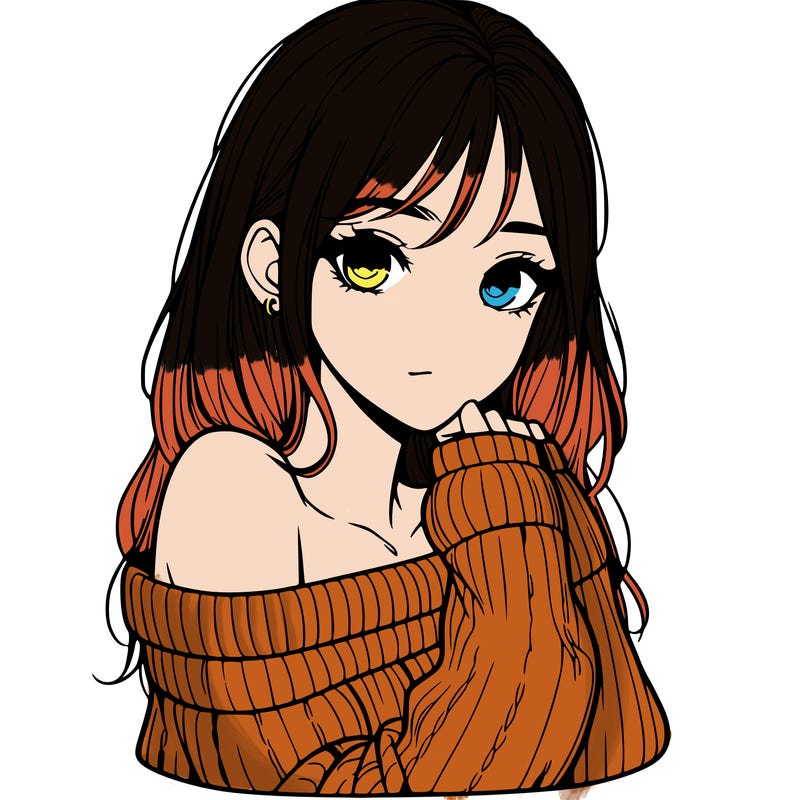realistic girl with off-shoulder sweater