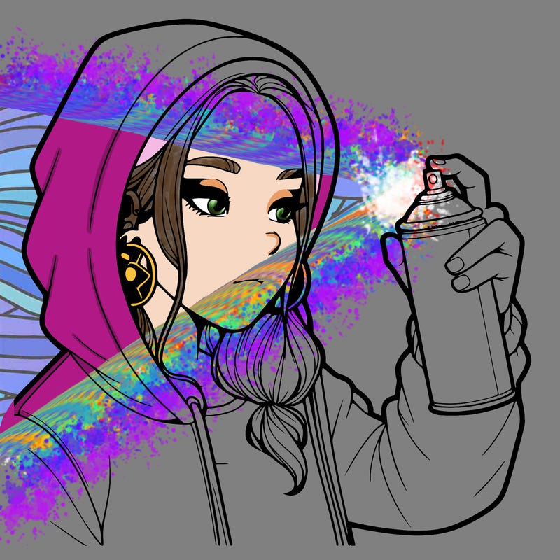 a realistic girl, spray painting