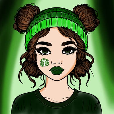 realistic girl with buns in her hair with a beanie on