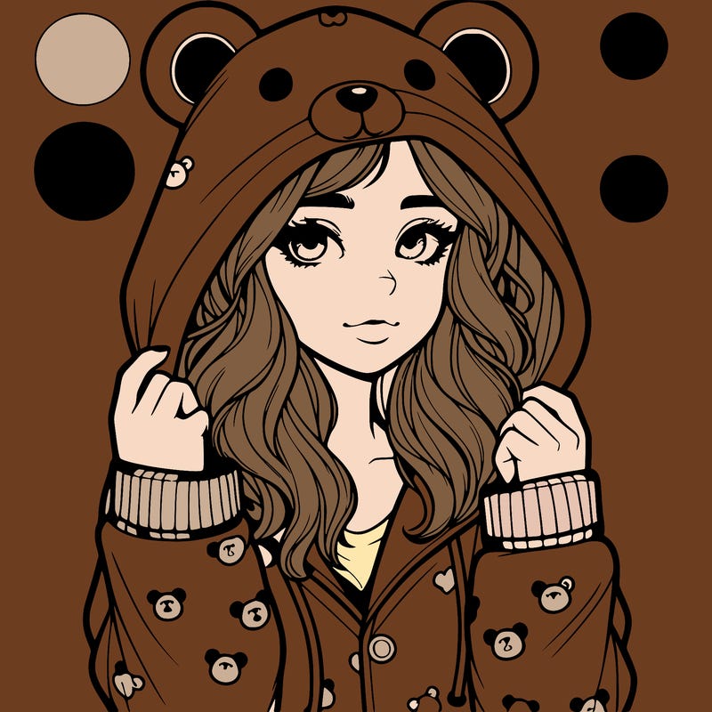 realistic girl in a animal pjs hoodie