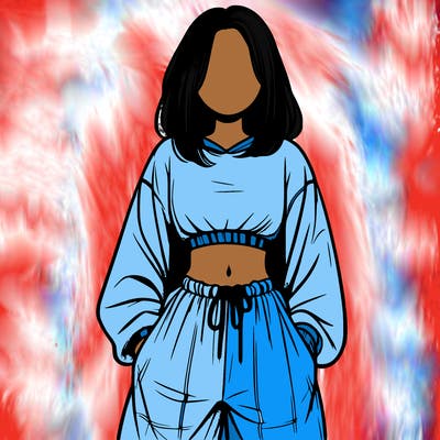 realistic girl faceless with baggy pants and a crop top