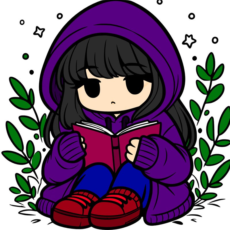 girl in oversized hoodie reading a book