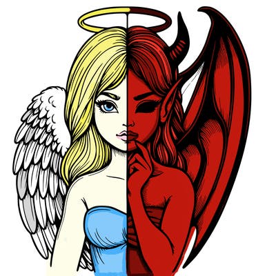 realistic angel half demon