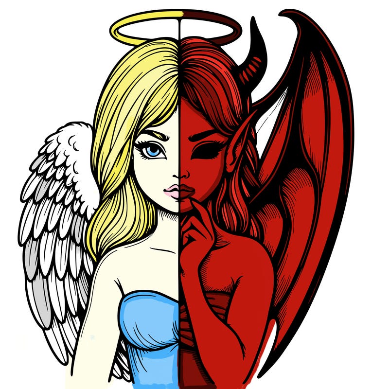 realistic angel half demon