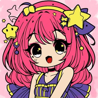 cute anime girl with star accessories