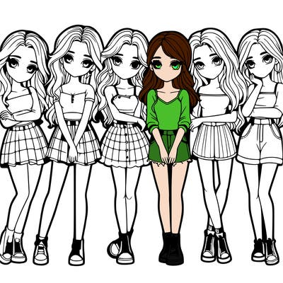 a group of girls realistic