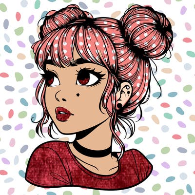 realistic girl with spacebuns