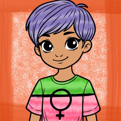 girl with pixie cut and feminist shirt