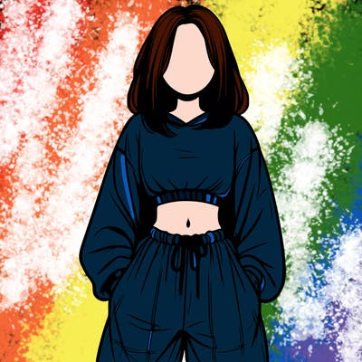 realistic girl faceless with baggy pants and a crop top