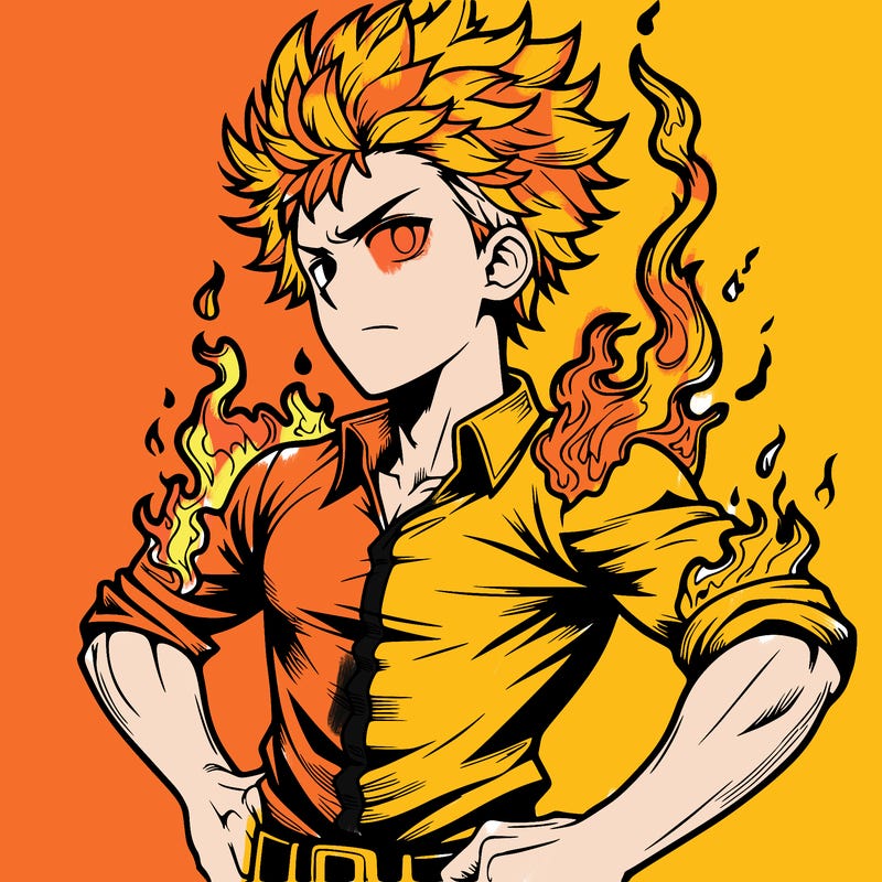 realistic manga man of fire