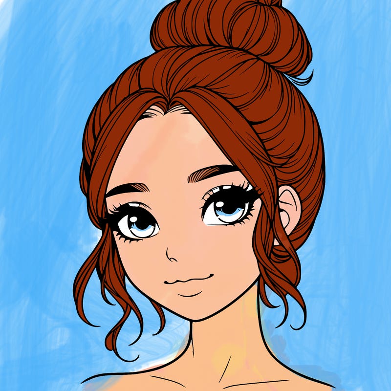 realistic pretty girl with hair in bun