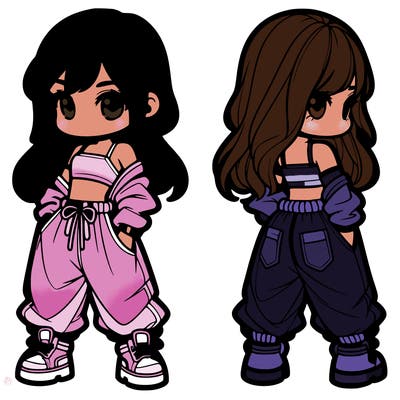 girl in crop top and baggy pants