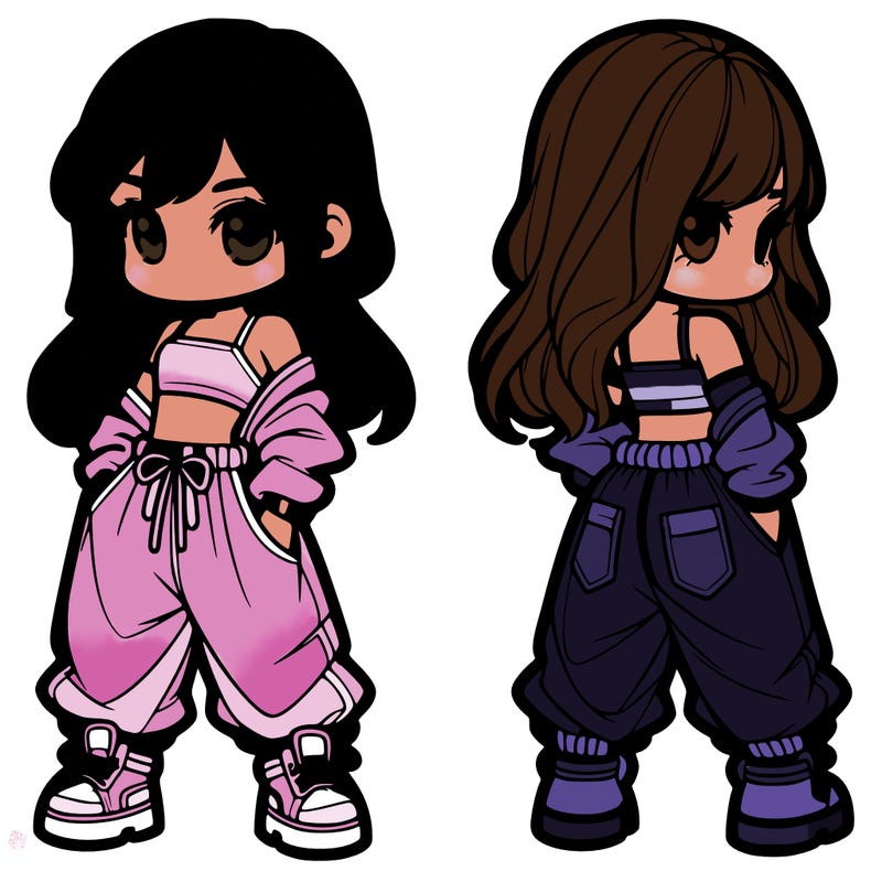 girl in crop top and baggy pants