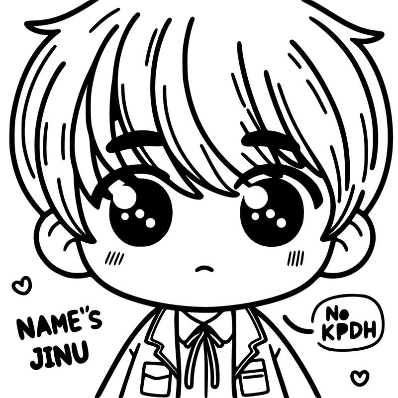his name is jinu has black eyes and hair and is from kpdh