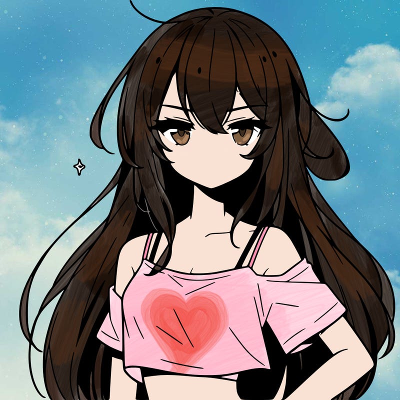 a cool anime girl with a crop top with long hair