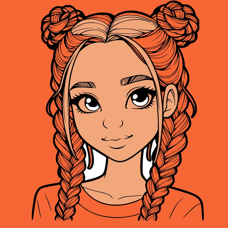 realistic girl with braids
