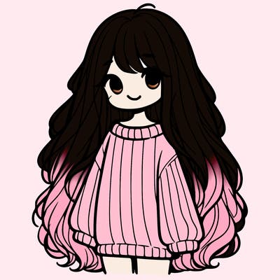girl with long hair wearing a oversized sweater