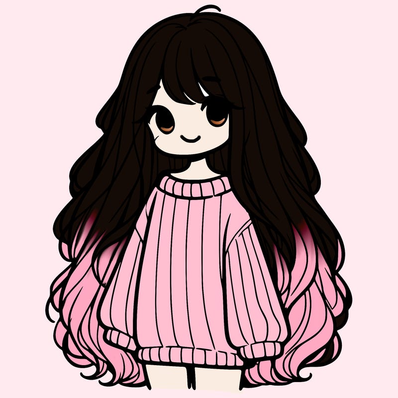 girl with long hair wearing a oversized sweater