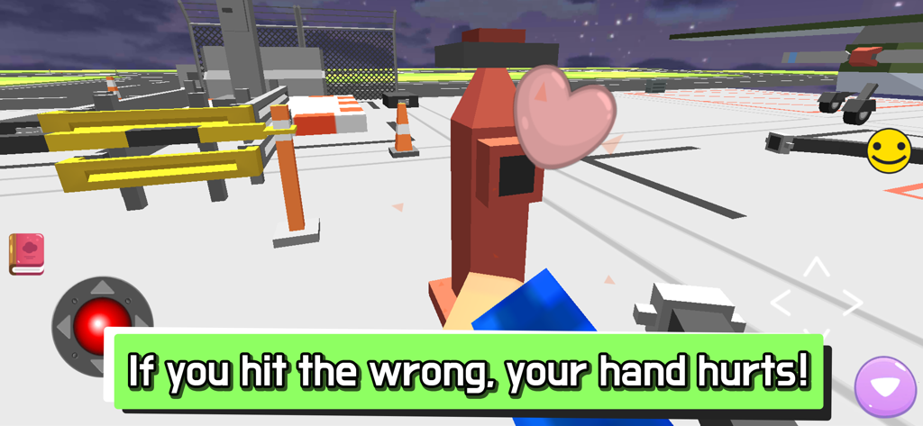 Hide.io gameplay showing a 3D blocky airport map with a red hydrant and game warning text