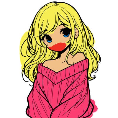shy pretty girl wearing a sweater that is falling off one shoulder portrait
