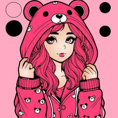 realistic girl in a animal pjs hoodie