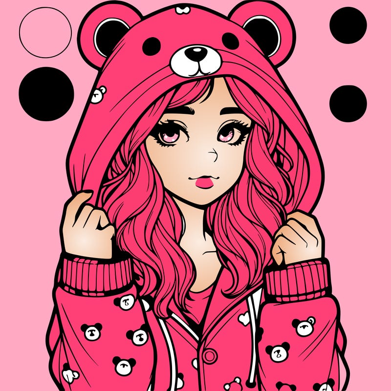 realistic girl in a animal pjs hoodie