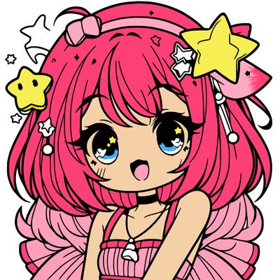 cute anime girl with star accessories