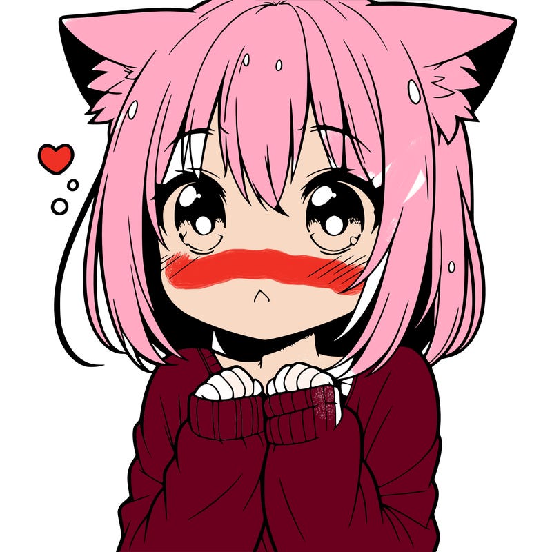 shy anime catgirl