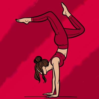 a woman doing a handstand