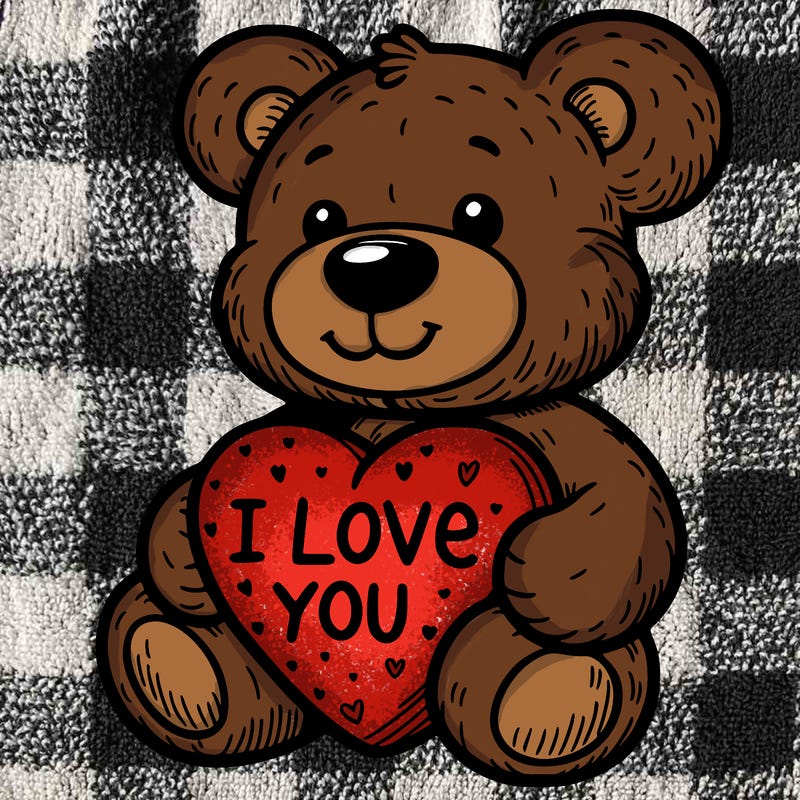 teddy bear holding an i love you heart